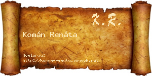 Komán Renáta névjegykártya